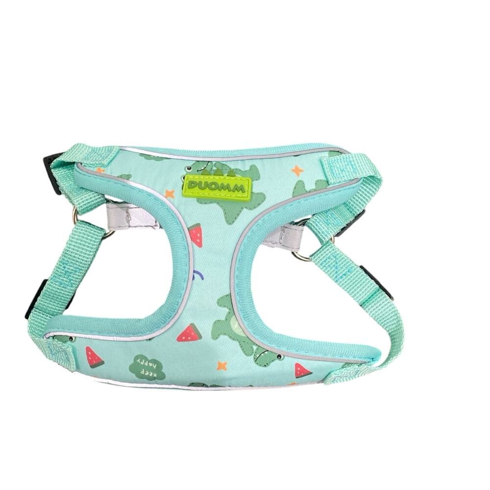 Dinosaur Pattern Reflective Dog Harness in Green, Size M​ - Picture 2 of 6